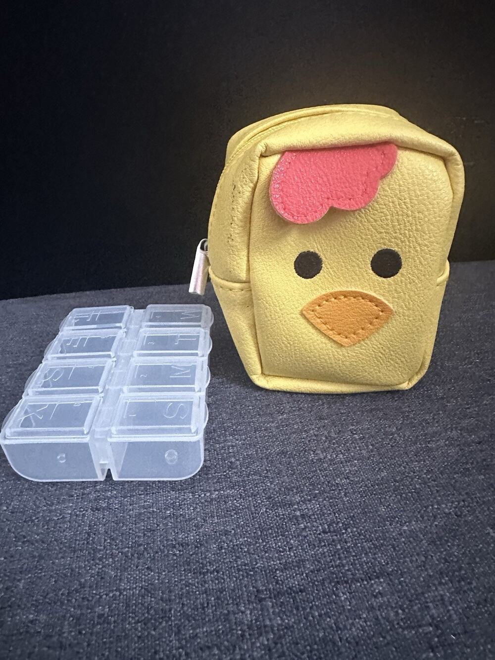 Bella Bug Chicken Pill Case Yellow 8 Compartment Travel Organizer